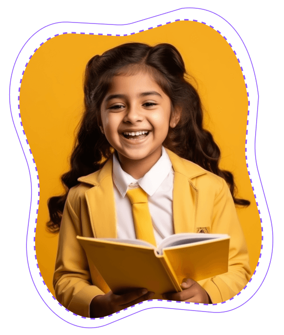 Niña con uniforme escolar leyendo un libro
